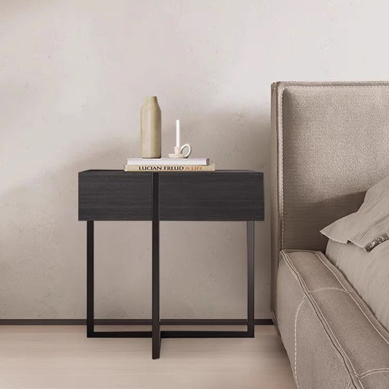Minimalist 2-drawer solid wood steel linen nightstands, Lighom