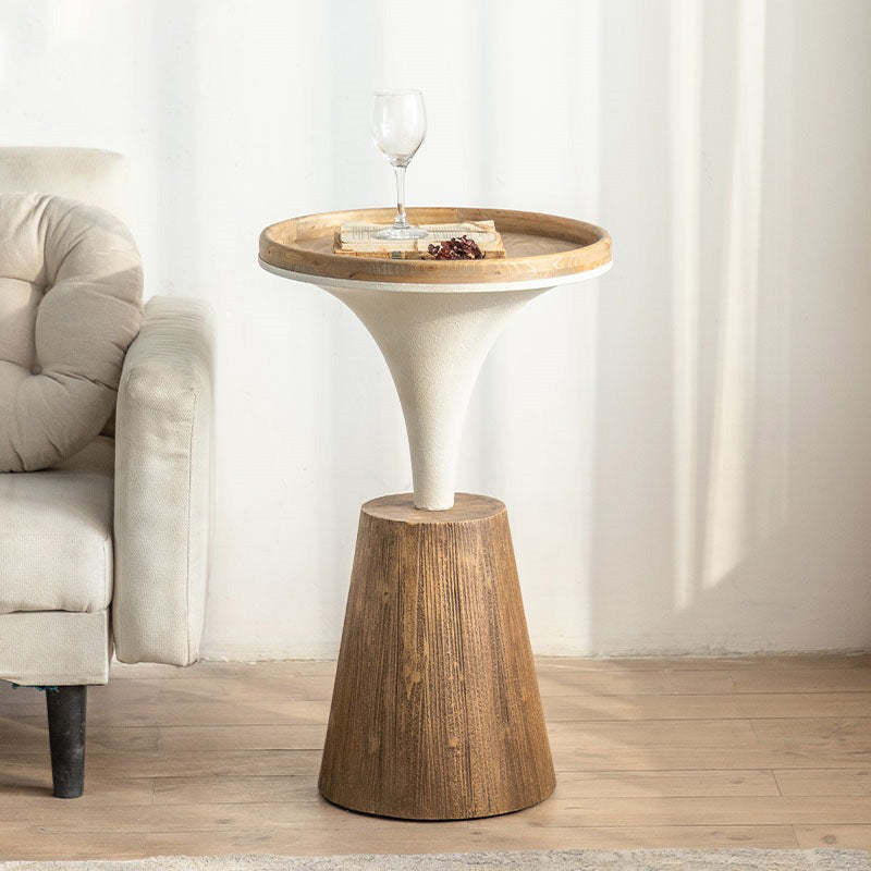 European Round Wood Iron Coffee Table