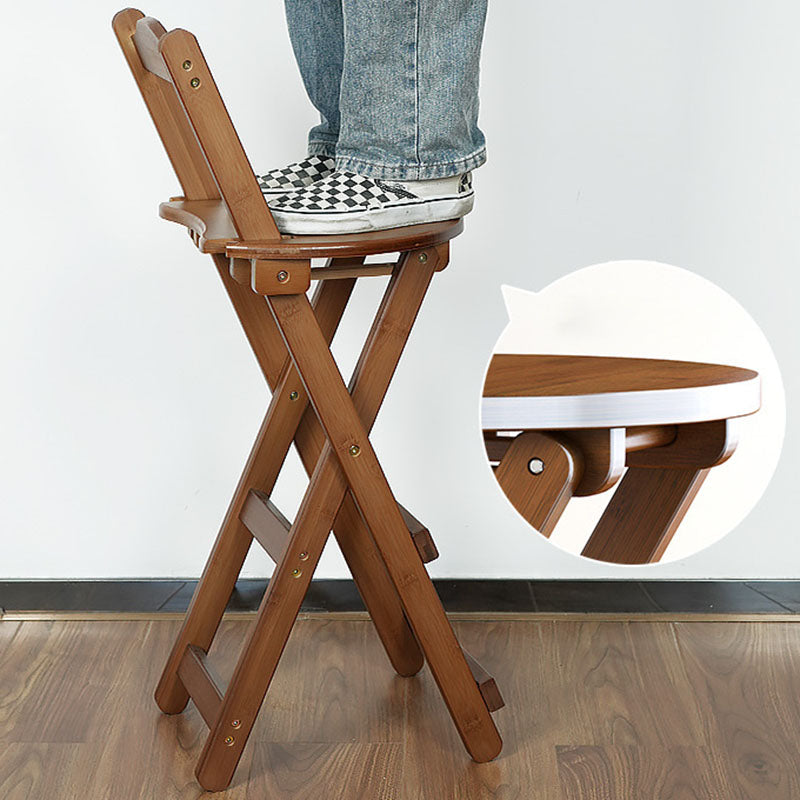 Contemporary Bamboo X-Leg Foldable Bar Stool