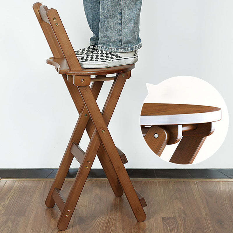 Contemporary Bamboo X-Leg Foldable Bar Stool