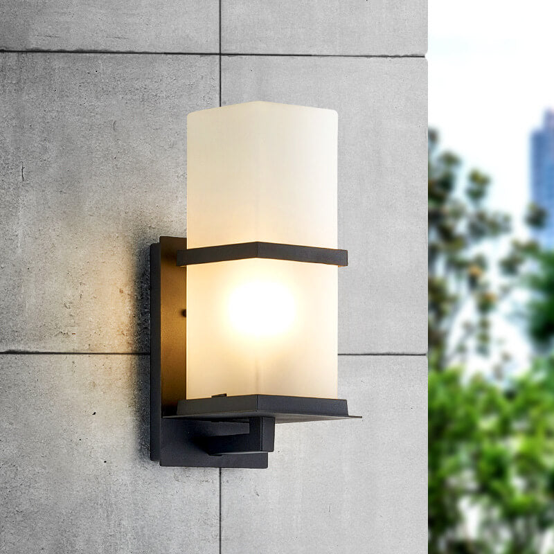 Industrial Column Frosted Glass Outdoor Wall Sconce