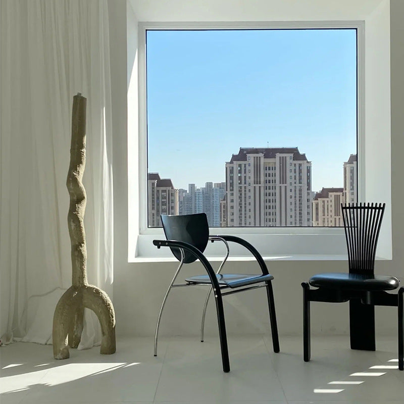Nordic Semicircular Wood Leather Metal Chair