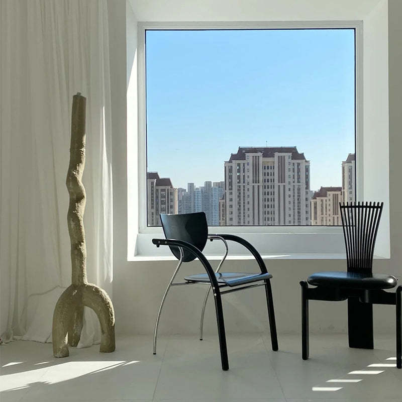 Nordic Semicircular Wood Leather Metal Chair