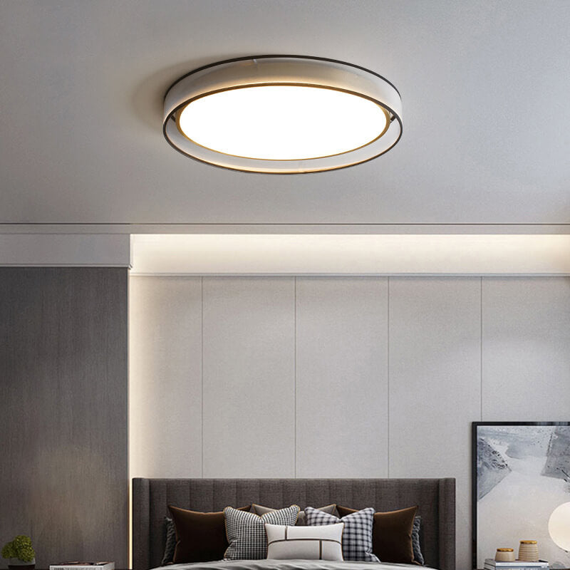 Nordic Round Fabric Brass Acrylic LED Flush Mount Light