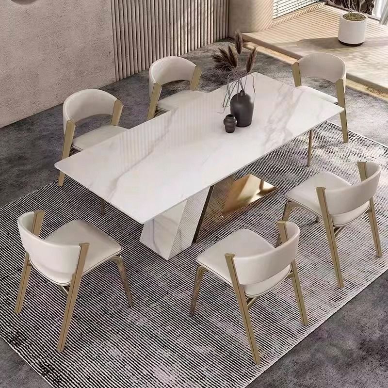Modern Leather Stainless Steel Dining Chair — Grayish