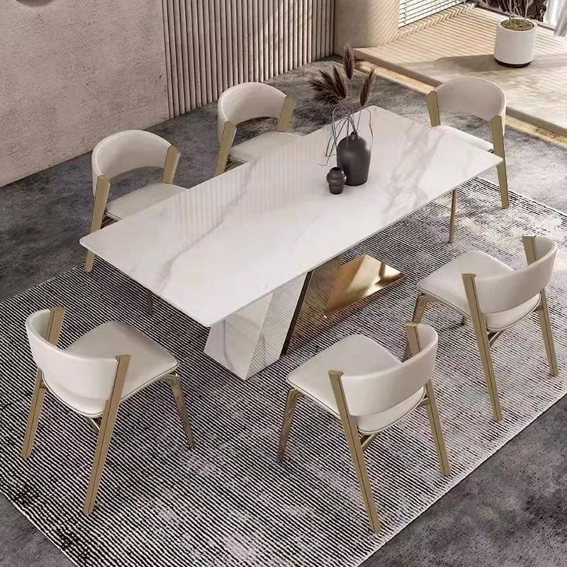 Modern Leather Stainless Steel Dining Chair — Grayish