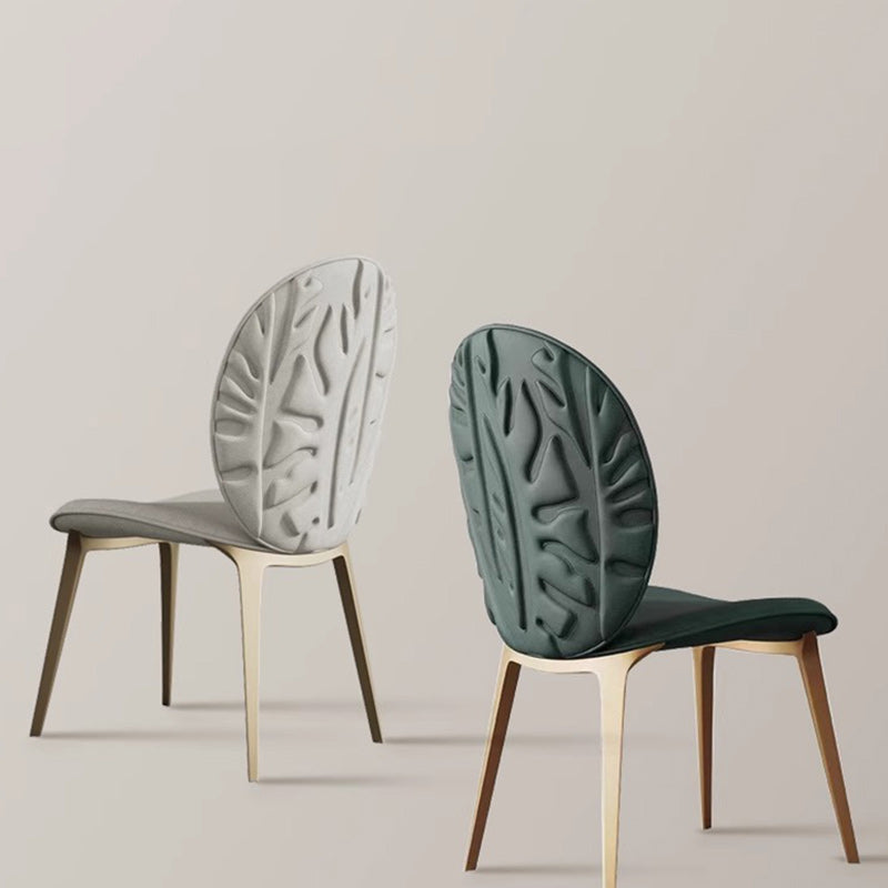 Modern Oval Microfiber Leather Steel Dining Chair
