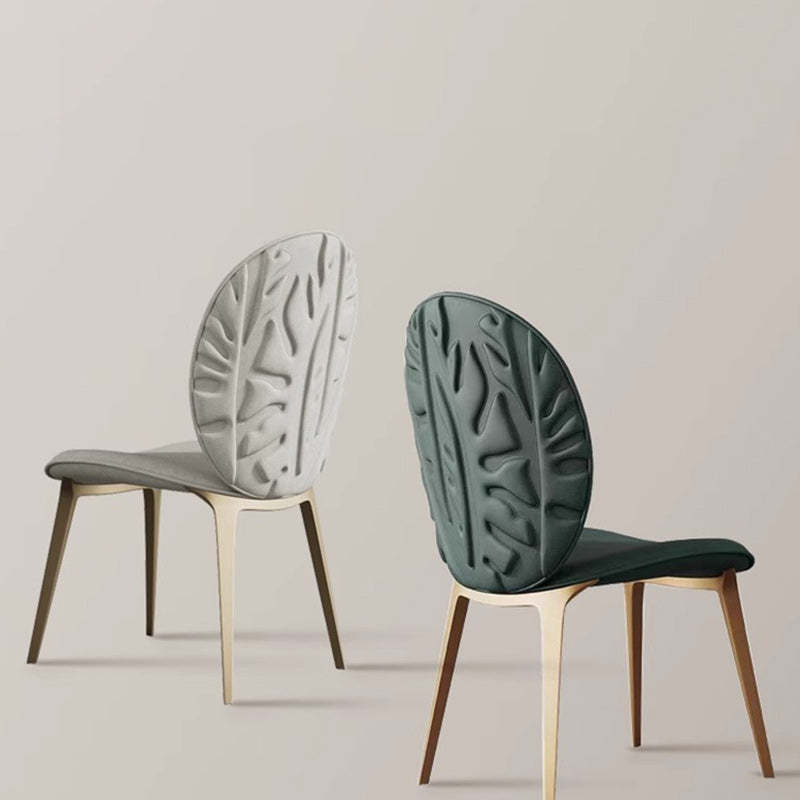 Modern Oval Microfiber Leather Steel Dining Chair