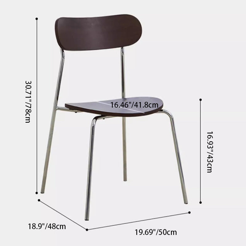 Minimalist Curved Wood Iron Plastic Dining Chair