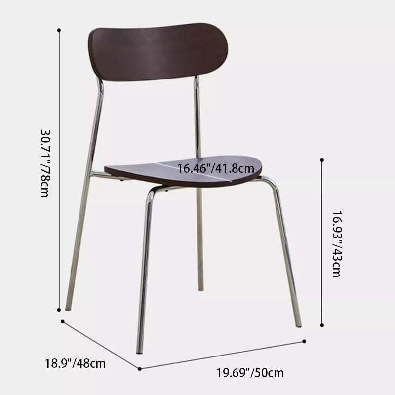 Minimalist Curved Wood Iron Plastic Dining Chair