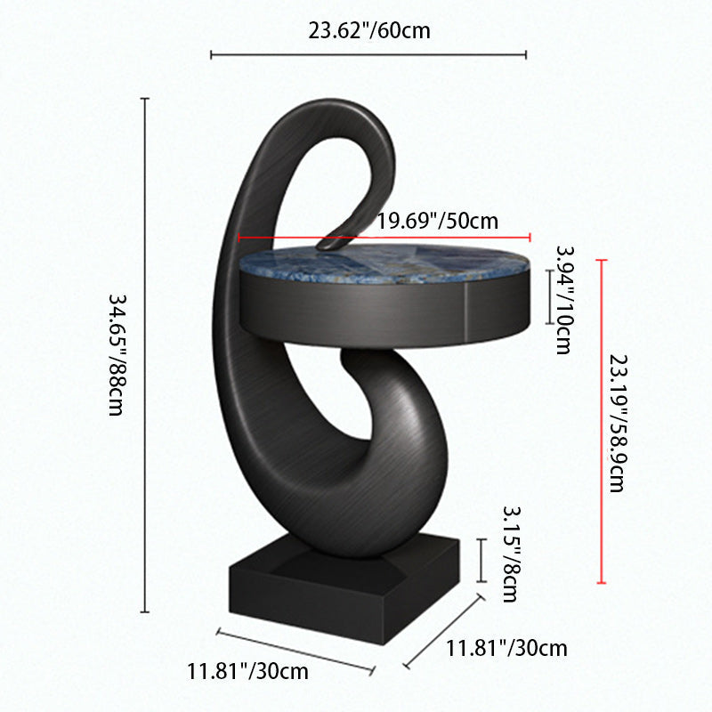 Modern Luxury Swan Stone Wood End Table