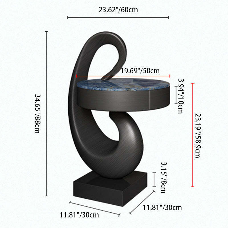 Modern Luxury Swan Stone Wood End Table