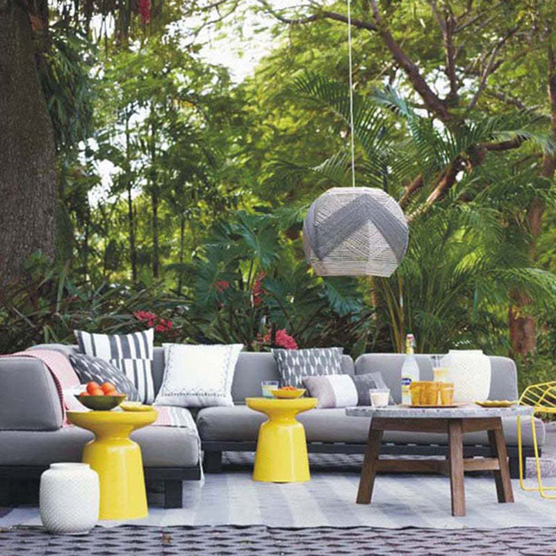 Scandinavian Round Disc Column End Table — Small & Red