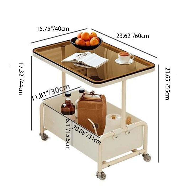 Modern Rectangular Iron Glass End Table
