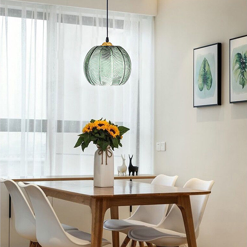 Green Leaf Glass Ball Pendant Light