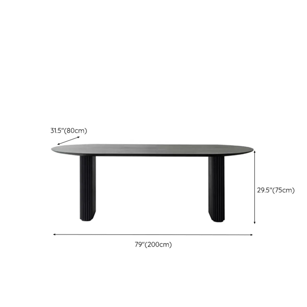 Black Oval Wood Computer Desk