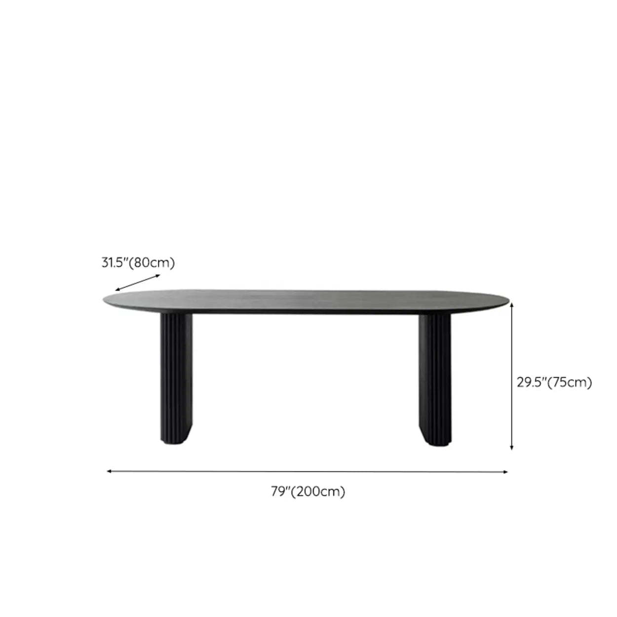 Black Oval Wood Computer Desk