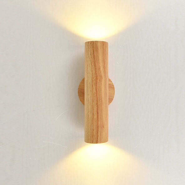 Modern Warm Solid Wood Double Head LED Sconce