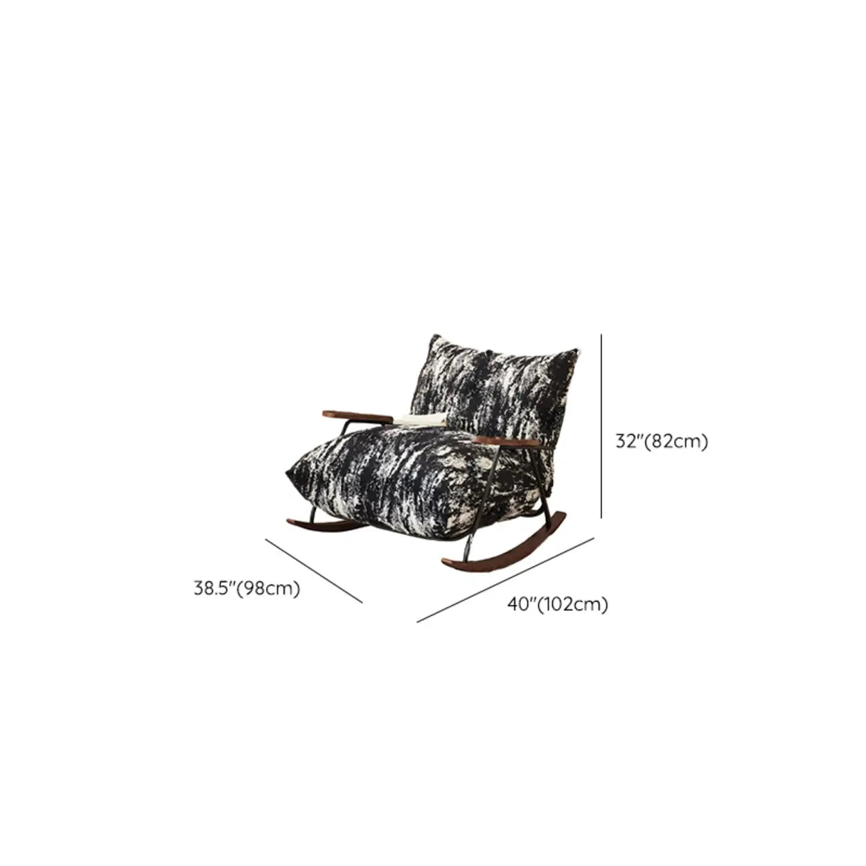 Black Scratch-Resistant Upholstered Rocking Chair