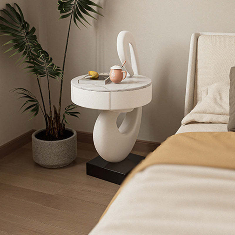 Modern Luxury Swan Stone Wood End Table