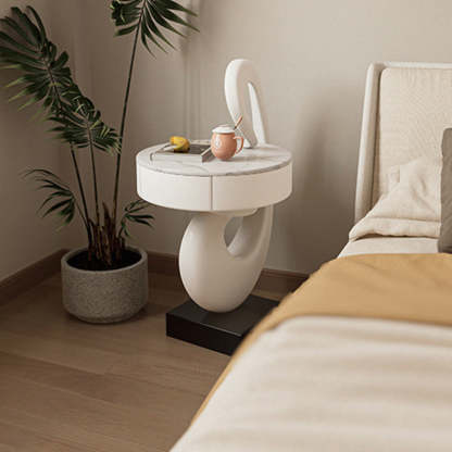 Modern Luxury Swan Stone Wood End Table