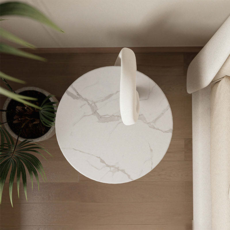 Modern Luxury Swan Stone Wood End Table