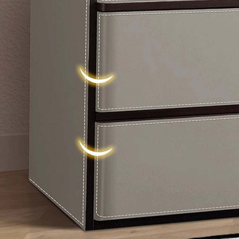 Nordic Leather Wood 2-Drawer Nightstand