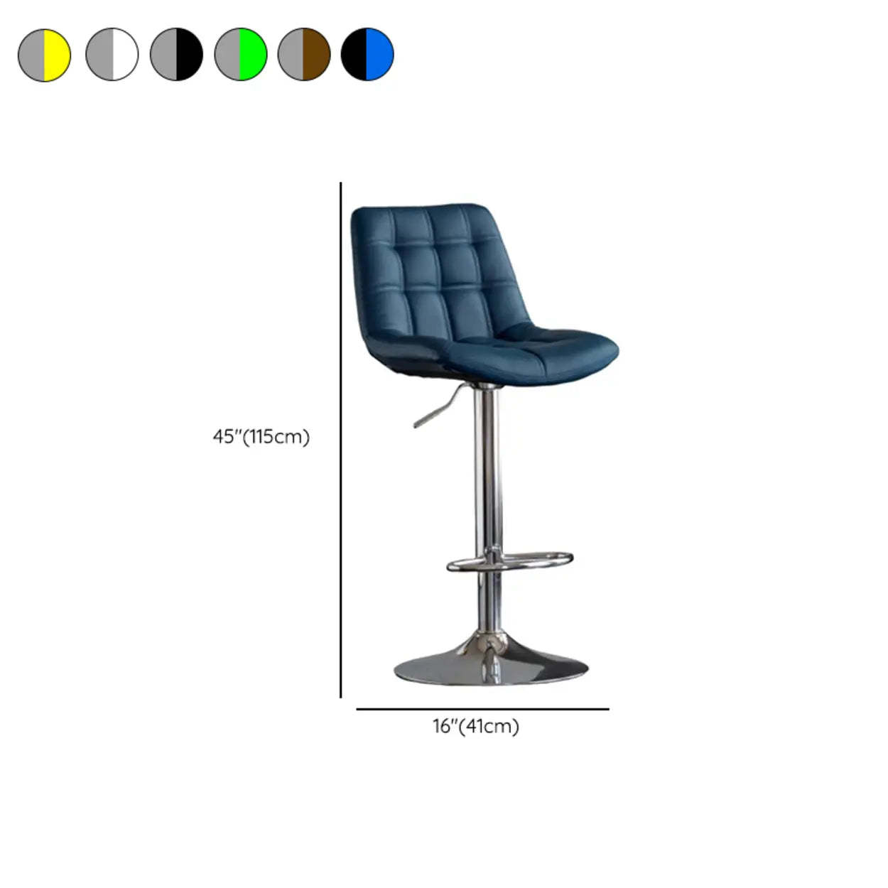 Square Adjustable Height Bar Stool with Rotating Back