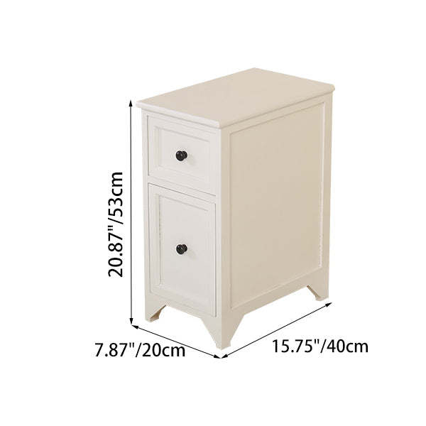 Japanese Ultra-Thin Solid Wood 2-Drawer Nightstand — Walnut Wood Color