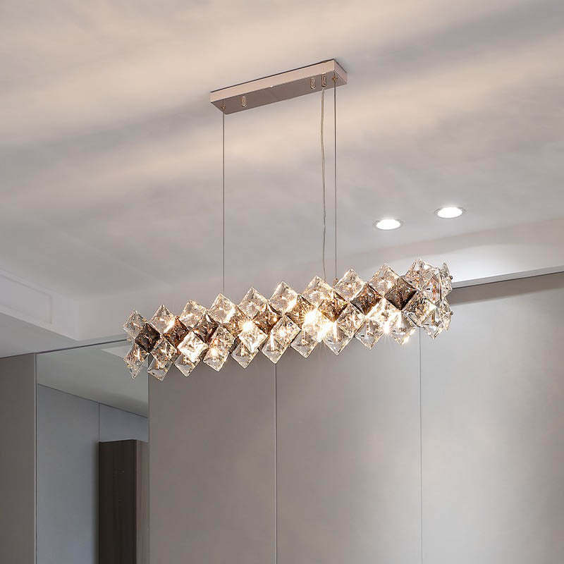 Crystal Diamond Circle Plated Chandelier