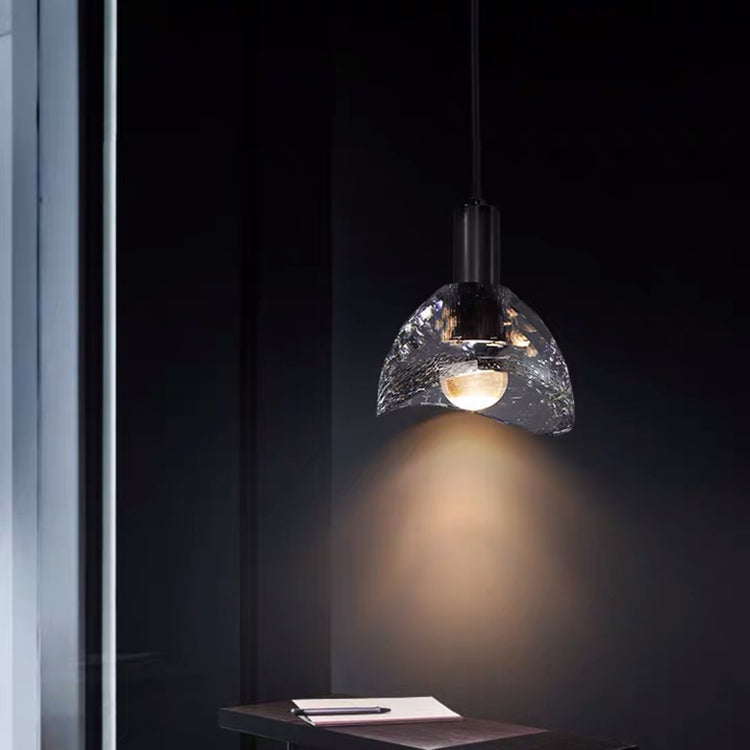 Contemporary Curve Crystal Brass Pendant Light