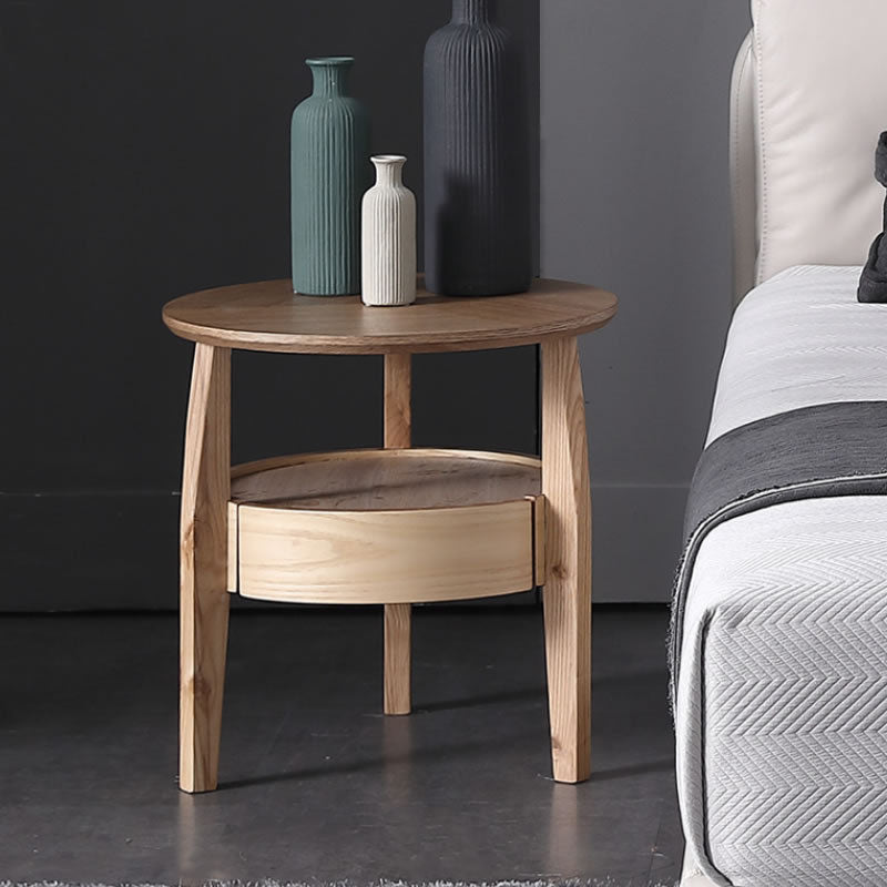 Minimalist Round Wood Double Coffee Table