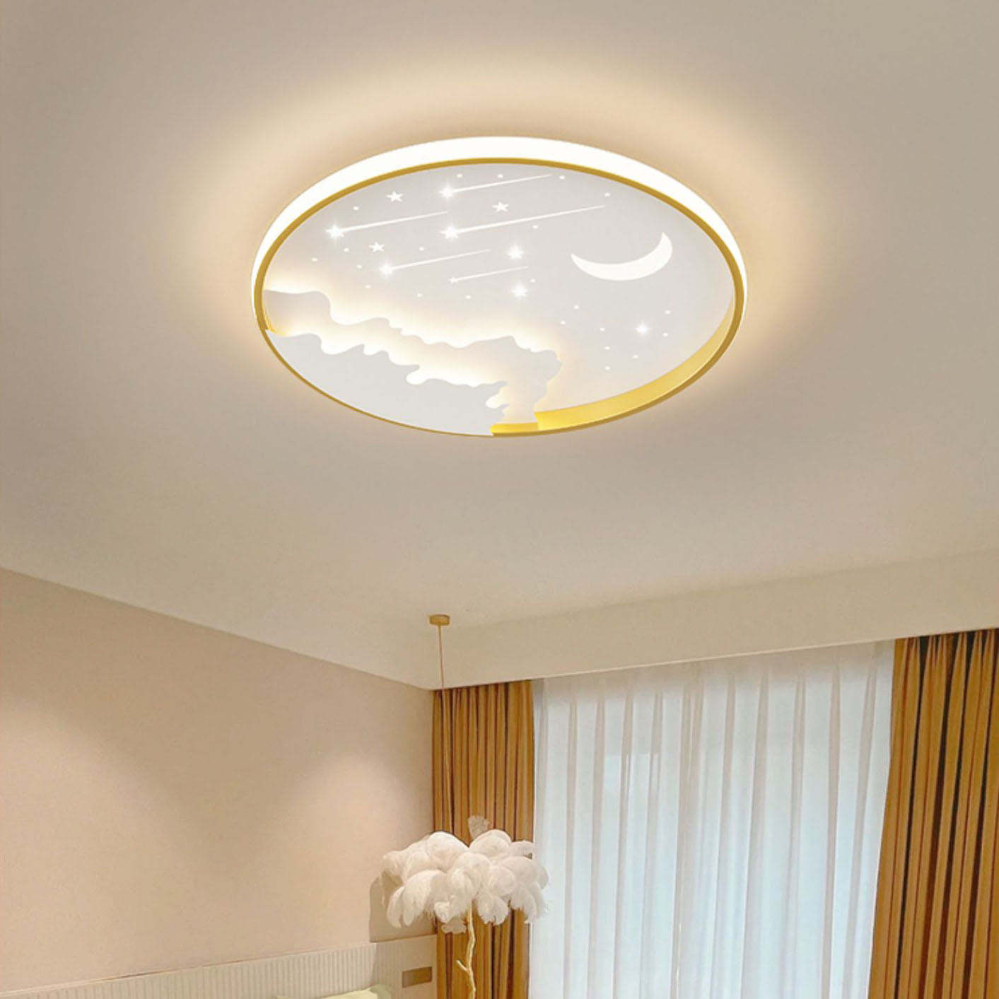 Modern Iron Round Kids LED Flush Mount Light