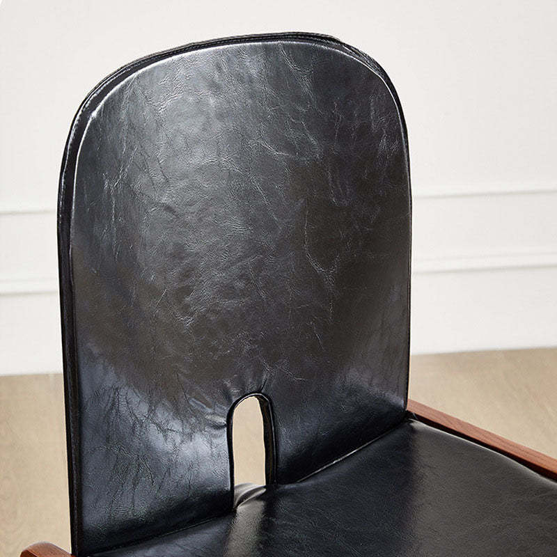 Vintage Curved Ash Wood Leather Dining Chair