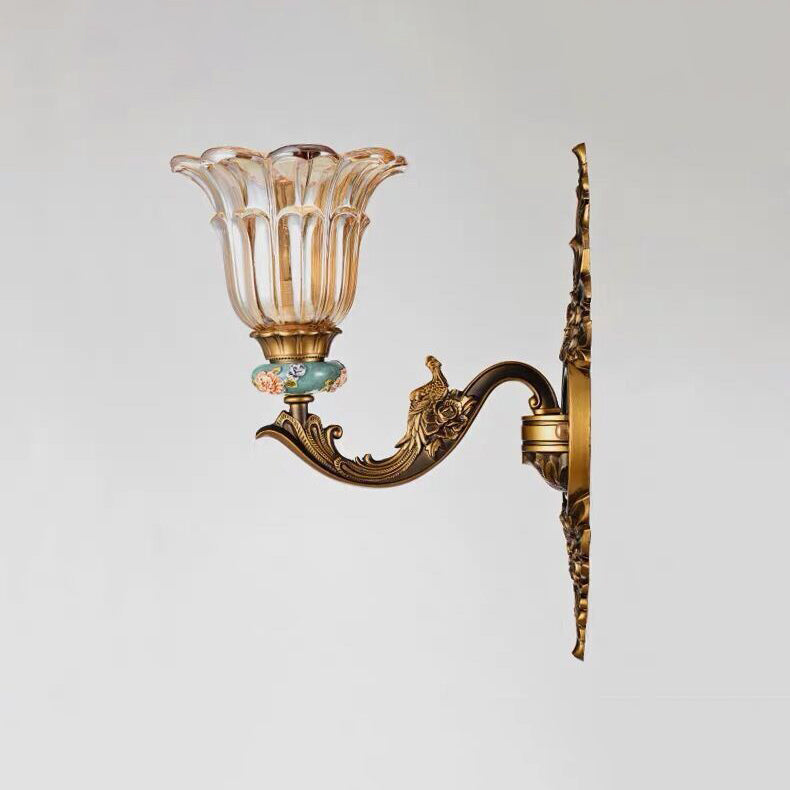 European Resin Zinc Alloy Glass Flower Sconce