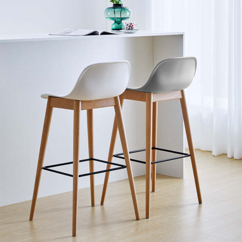 Nordic Wood Metal Bar Stool — Blue