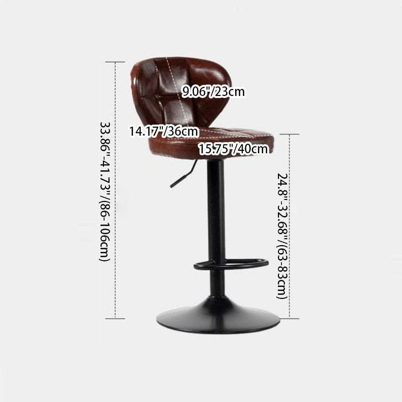 Minimalist Leather Metal Bar Stool — Black / Army Green