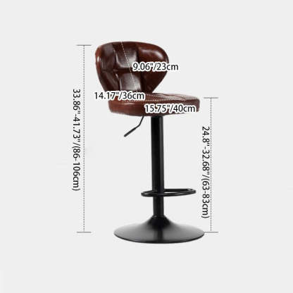 Minimalist Leather Metal Bar Stool — Black / Army Green