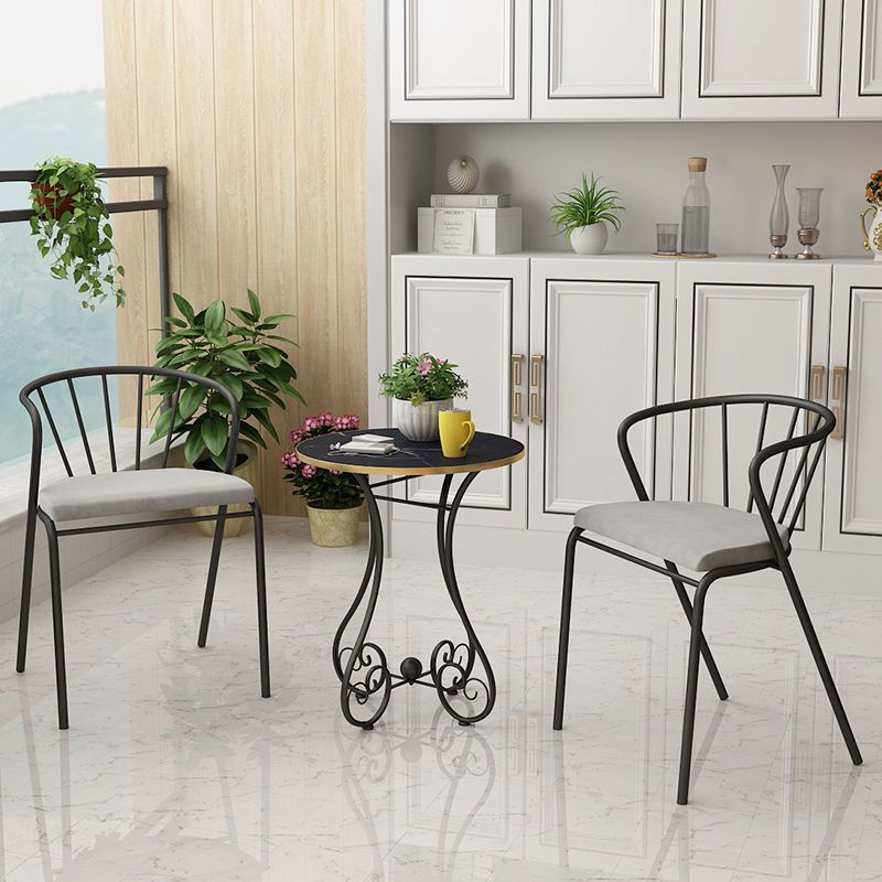 Nordic Heart-Base Engineered Wood Metal Round Coffee Table