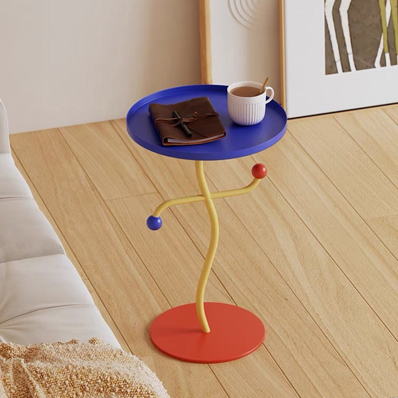 Contemporary Color-Block Iron Tray End Table