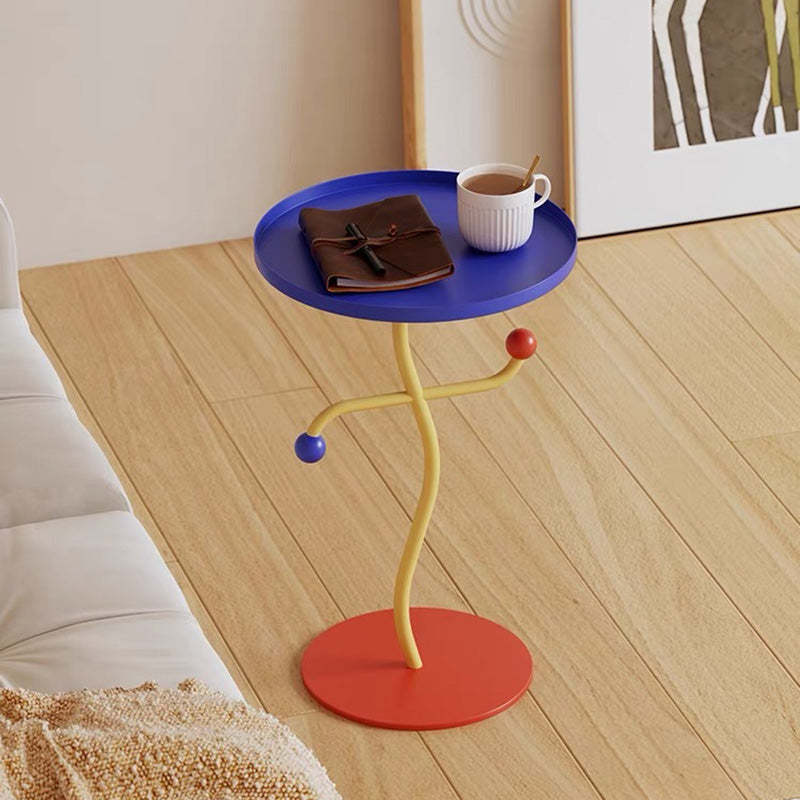Contemporary Color-Block Iron Tray End Table
