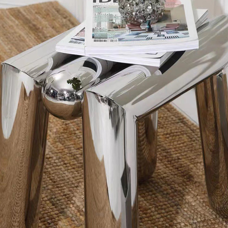 Minimalist Steel Tube Geometric Footstool