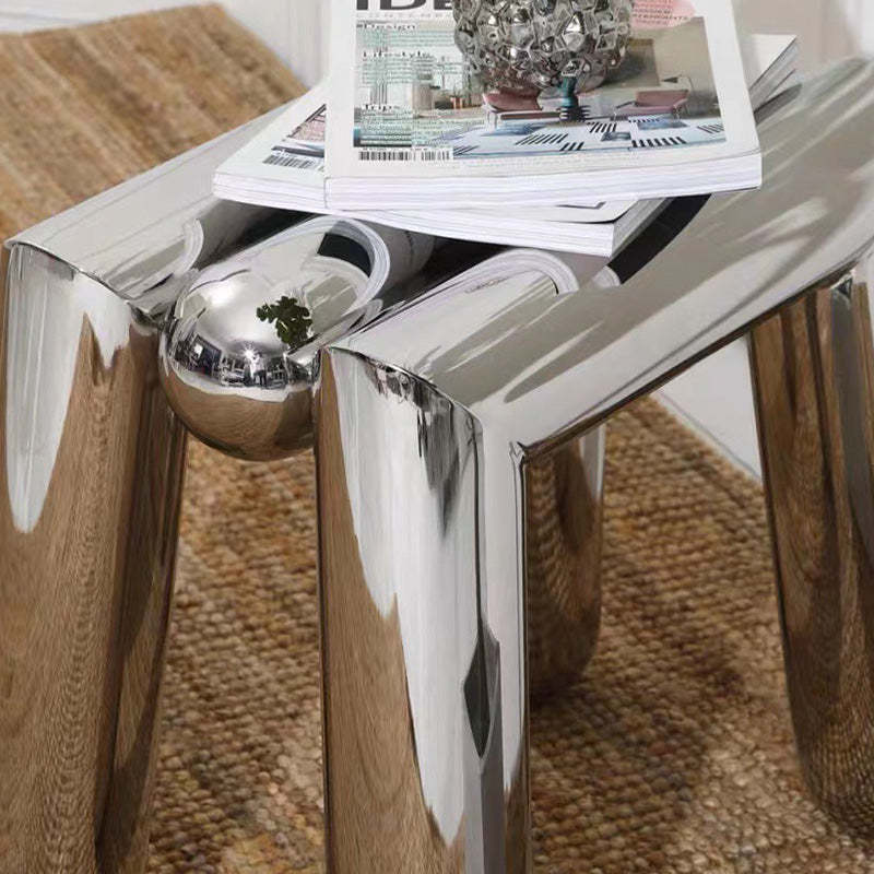 Minimalist Steel Tube Geometric Footstool