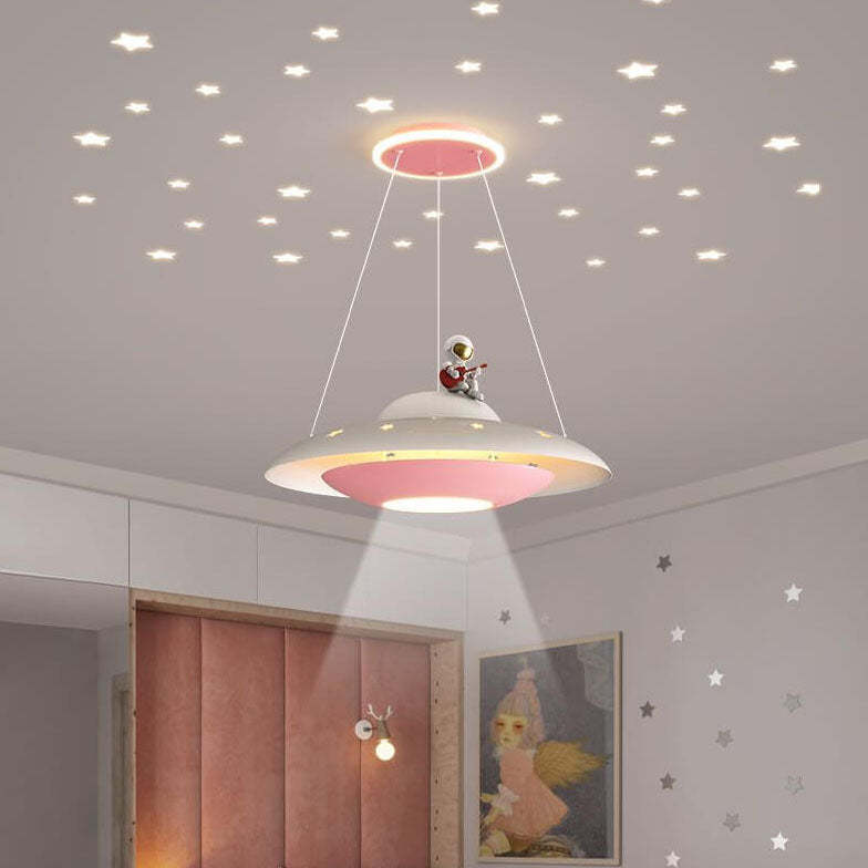 Modern Flying Saucer Astronaut Kids LED Chandelier