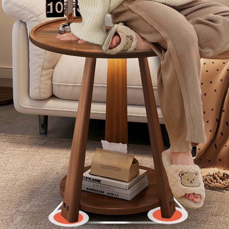 Nordic Round Wood 2-Tier Coffee Table