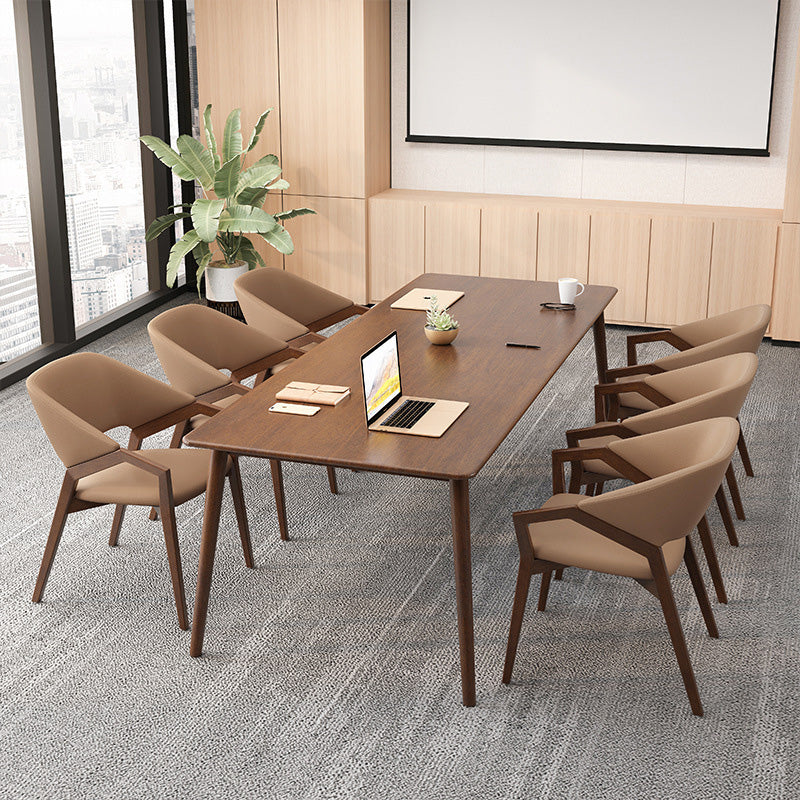 Contemporary Leather Wood Dining Chair