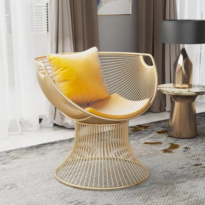 Luxury Oval Curved Upholstered Iron Chair