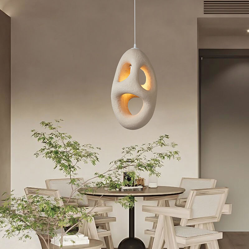 Japanese Wabi-sabi Resin Circle Pendant Light
