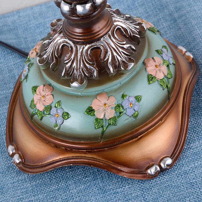 European Blue Fabric Tassel Resin Table Lamp