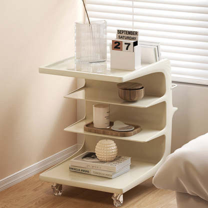 Minimalist Acrylic 4-Tier Wheeled End Table